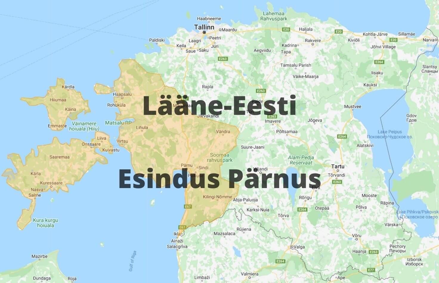 Eesti kaardil tähistatud Kliimakaubamaja Lääne-Eesti teeinduspiirkond