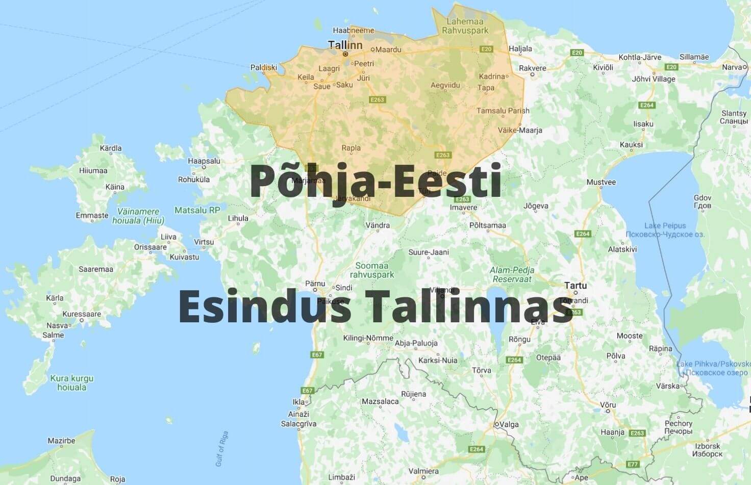 Eesti kaardil tähistatud Kliimakaubamaja Põhja-Eesti teeinduspiirkond